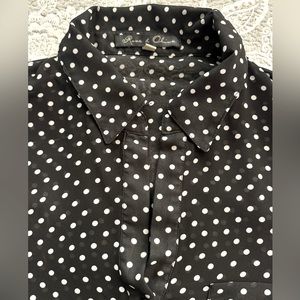 Rose and Olive Classic polka black and white blouse.